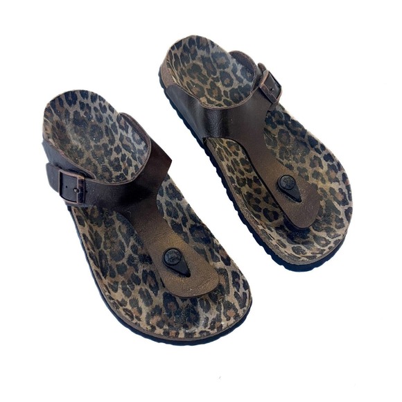 Birkenstock Shoes - BIRKENSTOCK Papillio Gizeh Brown with Leopard Print Sole Women's EU 37.5 US 7